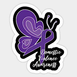 DOMESTIC VIOLENCE AWARENESS ABUSE PURPLE RIBBON BUTTERFLY Sticker